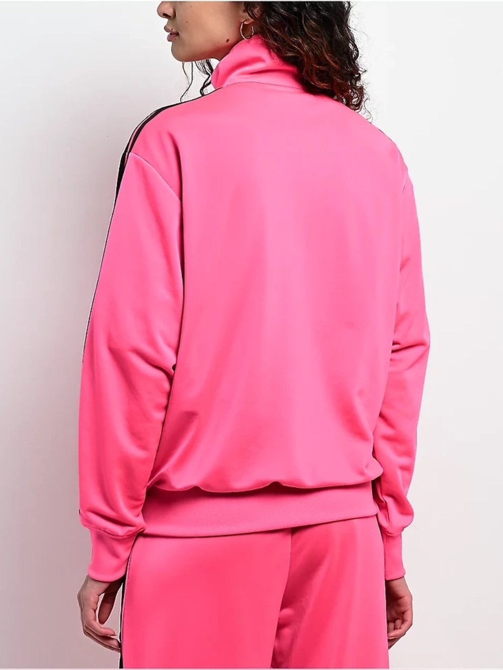 adidas Originals Pink Track Jacket with Black Three Stripes - Picture 3 of 5